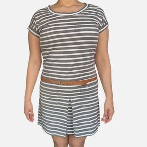 Comptoir Des Cotonniers Cotton Striped Belted Tunic Mini Dress S